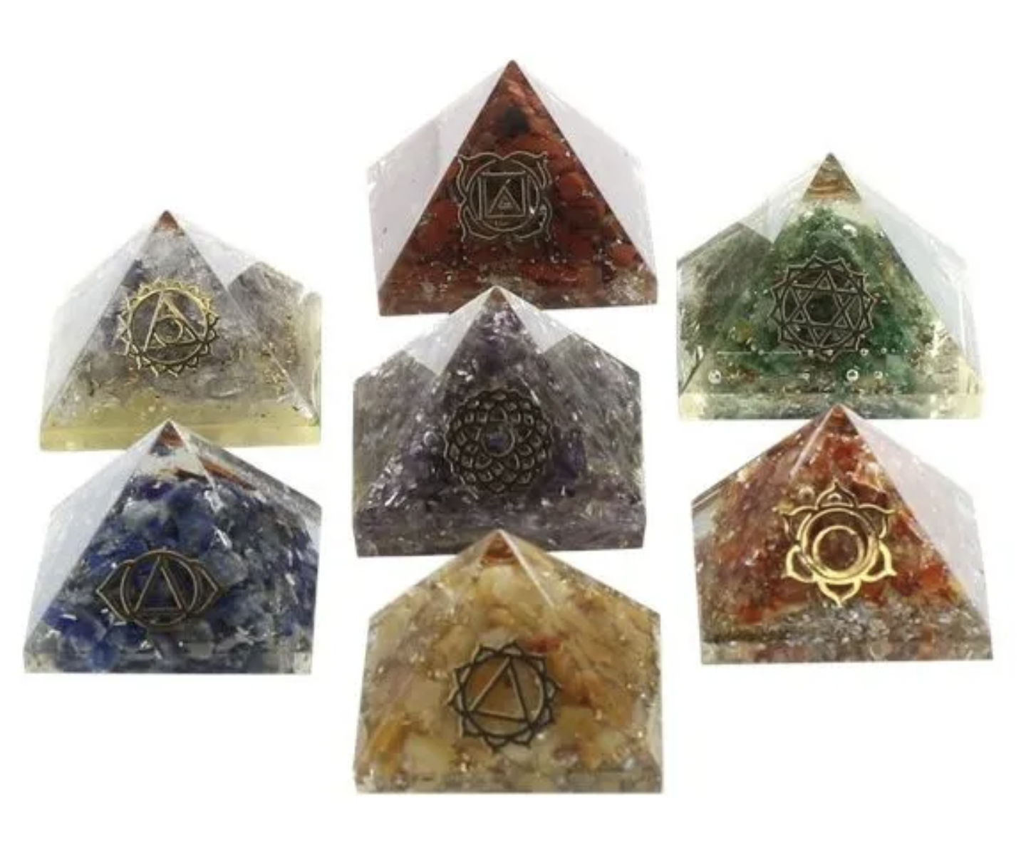 pyramide orgonite lot 7 chakras Dans les Yeux de Gaïa